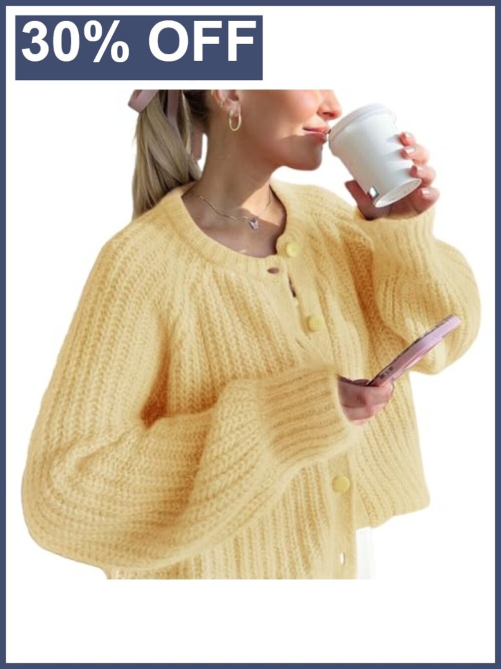 Womens Button Down Long Sleeve Chunky Knit Cardigan Sweater